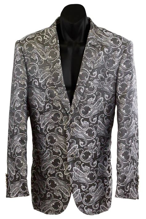 Black And Silver Paisley Jacket Bello Per Te Suits Tuxedos Jackets