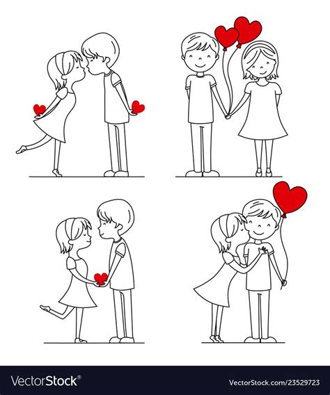 Set Of Couple In Love Vector Image On Vectorstock Valentines Day
