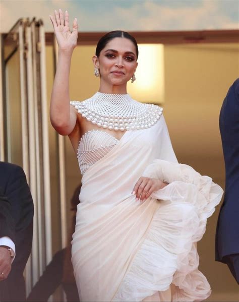 Deepika Padukone Makes A Stellar Appearance In An Ivory Saree At Cannes