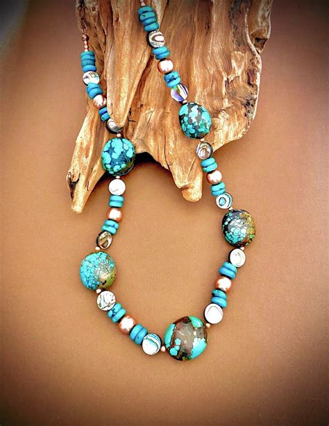 Real Turquoise Necklace Natural Turquoise Necklace With Etsy