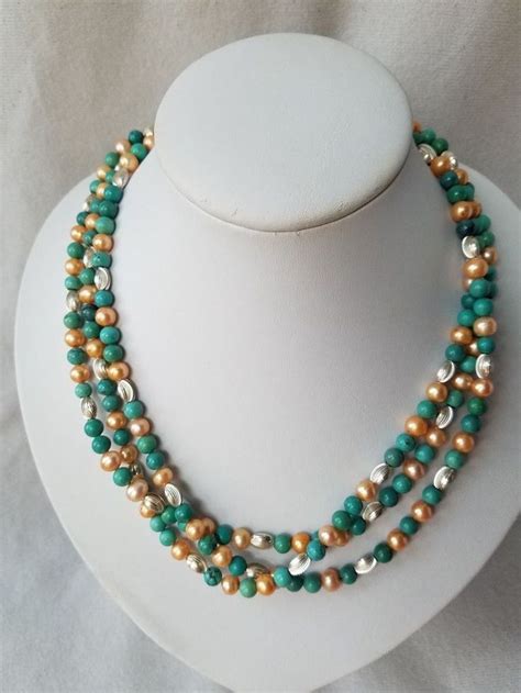 Jay King Dtr Pearl Turquoise And Sterling Silver Strand Necklace