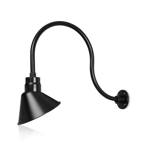 In Satin Black Angle Shade Gooseneck Barn Light Fixture With In