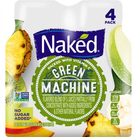 Naked Boosted Green Machine Juice Smoothie 4 Bottles 10 Fl Oz Bakers