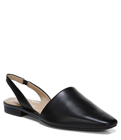 Naturalizer Leather Kerrie Slingback Flats In Black Leather Black