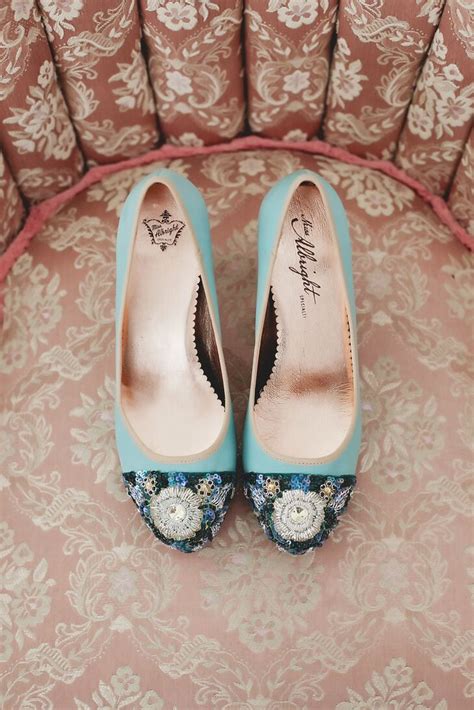 Vintage Style Blue Bridal Shoes