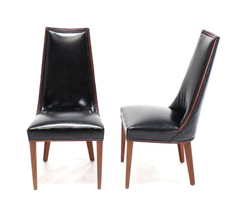 Set of Six Tall Back High Quality Leather Dining Chairs at 1stDibs