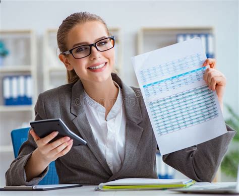 Young Businesswoman Accountant Working In The Office Stock Image