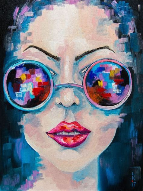 Girl In Sunglasses By Lyubov Kuptsova Oil Painting On Canvas Subject People And Portraits