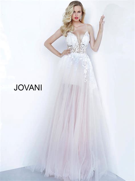 Jovani 67411 Nude Tulle Sheer Bodice Prom Ballgown