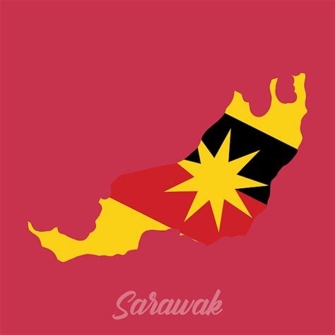 Premium Vector Sarawak Malaysia Map Flag