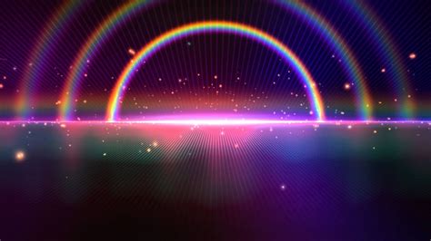 4k Tripple Rainbow Sparkling Space Horizon Beautiful