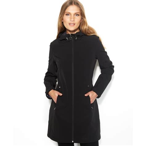 Lyst Calvin Klein Hooded Zip Front Raincoat In Black