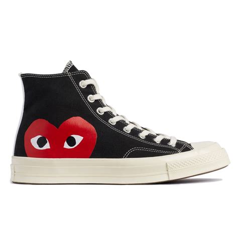 Trouva X Converse Red Heart Chuck Taylor All Star 70 High Black Shoes