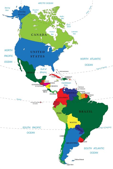 Mapas De América Entera Norte Y Sur Continente Americano