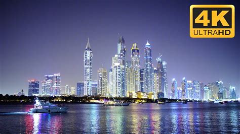Night Cityscape In 4k Resolution Dubai City Skyline At Night Loop On