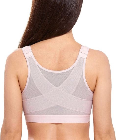 Delimira Women S Full Coverage Front Closure Wire Free Back Support Posture Bra At Amazon Women