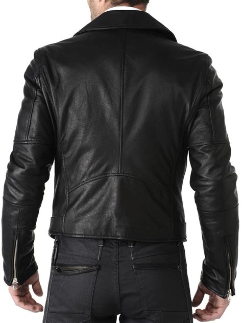 New Mens Slim Fit Biker Motorcycle Jacket Genuine Lambskin Leather
