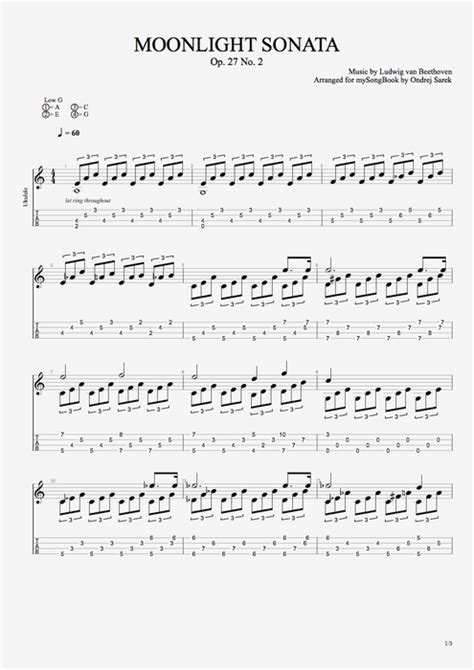 Moonlight Sonata Tab By Ludwig Von Beethoven Guitar Pro Solo Ukulele