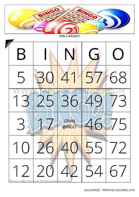 Tablas De Bingo Para Imprimir