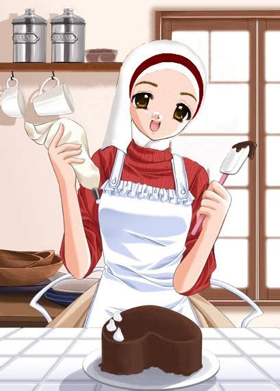 Young female chef cutting vegetables on transparent png. صور انمى للمحجبات , صور محجبات انمى , صور انمى عن المحجبات ...