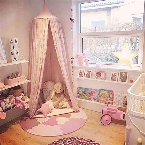 Kids Bed Canopy Round Dome Nursery Room Decoration Childrens Play Tent
