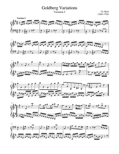 Goldberg Variations Variation 5 Sheet Music For Harpsichord Download