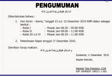 Detail Contoh Pengumuman Sekolah Koleksi Nomer 21