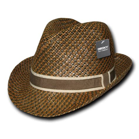 Decky 538 Paper Braid Woven Fedora Hats Panama Caps Two Tone Hatband B