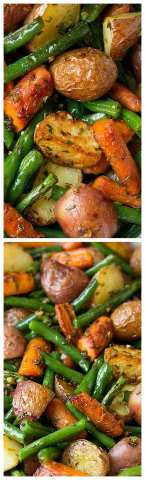 Champagne vinegar, scallion greens, baby potatoes, freshly ground pepper and 5 more. Garlic Herb Roasted Potatoes Carrots and Green Beans ...
