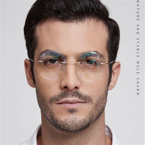 Lightweight Titanium Alloy Rimless Round Glasses For Men And Women