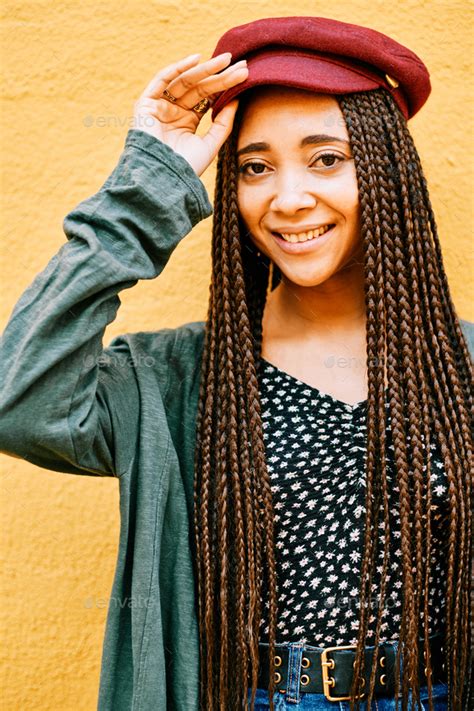 Portrait Of Black Woman With Braids Real People Concept Stock Photo