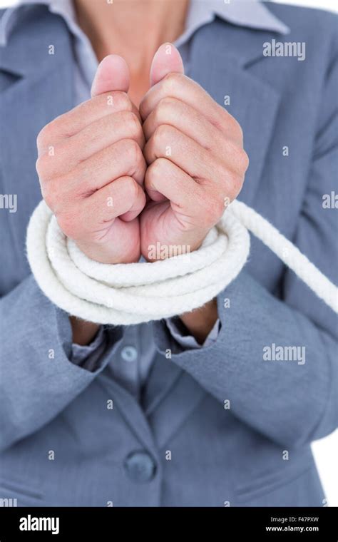 Businesswoman Being Tied Up Stock Photo Alamy