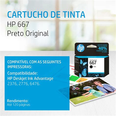 Cartucho Hp 667 Preto Original 3ym79ab Para Hp Deskjet Ink Advantage