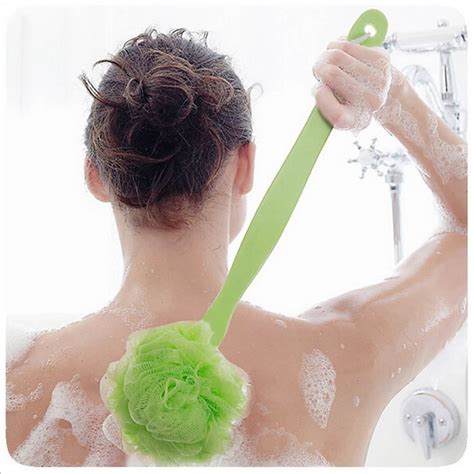 Back Scrubber For Showerplastic Long Handle Bath Sponge Lufa Shower Brush Soft Nylon Mesh Back