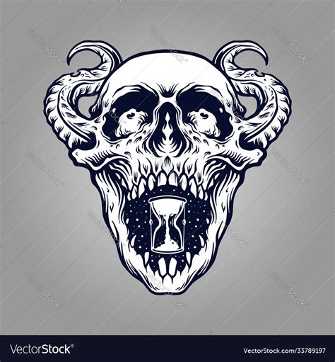Demon Skull Zombie Tattoo Royalty Free Vector Image