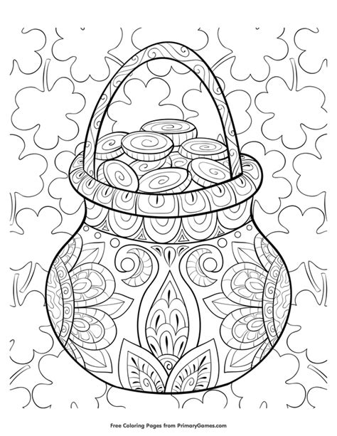 Disney princess coloring pages zip. Zentangle Pot Of Gold Coloring Page • FREE Printable eBook ...