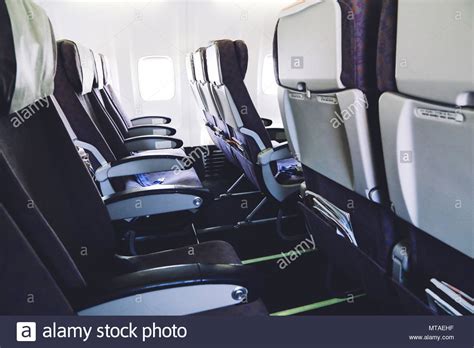 Empty Airplane Seats In The Economy Class Cabin Stock Photo Alamy