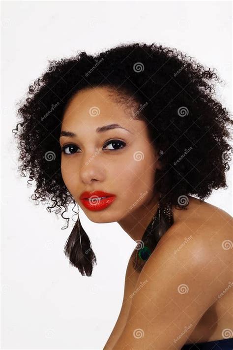 Portrait Attractive Bare Shoulder African American Woman Stock Image