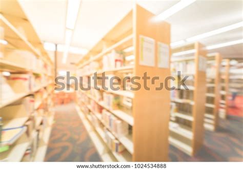 Blurred Aisle Bookshelf Seating Faculties Reading Stock Photo