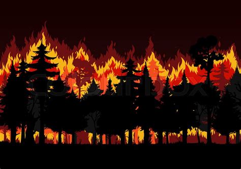 Forest Fire With Burning Trees And Stock Vector Colourbox