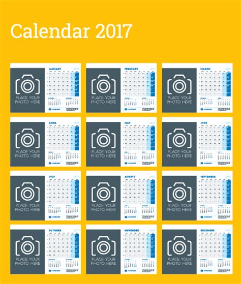 Common 2017 Wall Calendar Template Vector 01 Free Download
