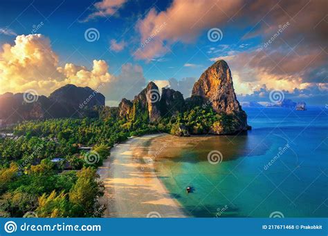 Aerial View Of Railay Beach In Krabi Thailand Stock Photo Image Of