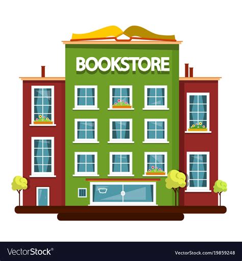 Bookstore Building Flat Design Royalty Free Vector Image