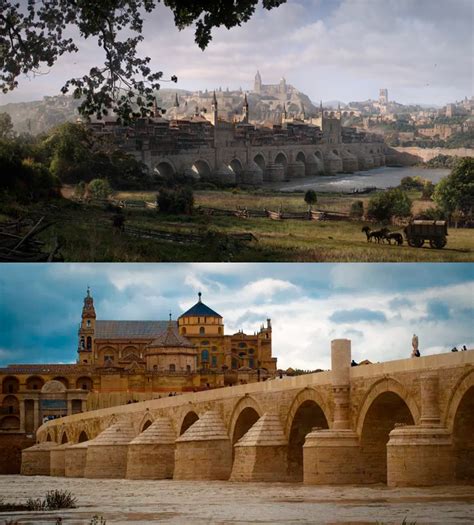 Two Different Views Of An Old Bridge And The Same View Of A New Bridge