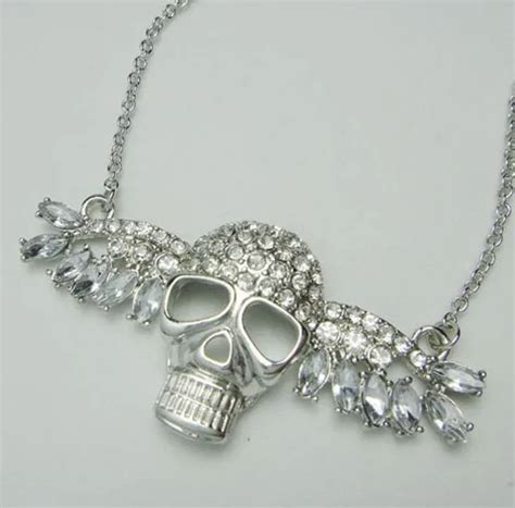 Oneckoha High Quality Gold Silver Rhinestone Skull Head Skeleton