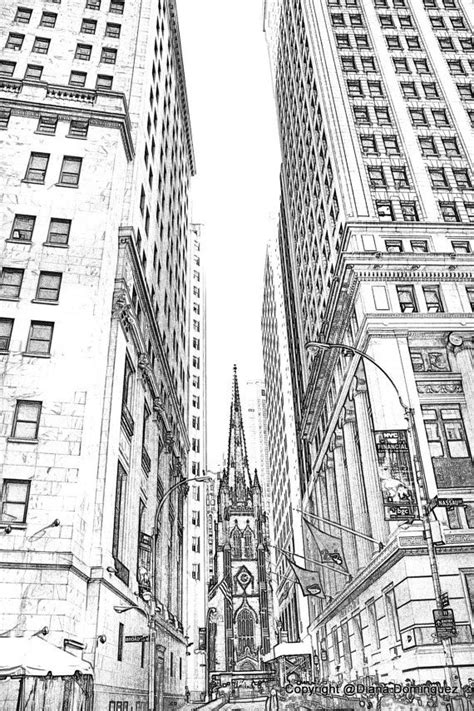 New York City Sketch On Etsy City Drawing City Sketch