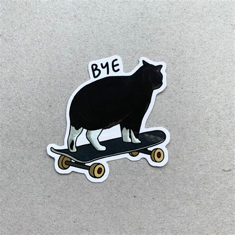Skateboard Cat Meme Sticker Etsy Hong Kong Cat Skateboard Meme
