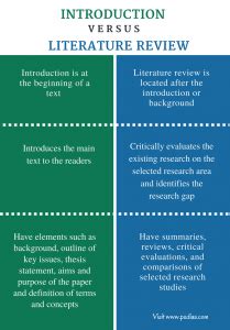 Difference Between Introduction and Literature Review | Comparison of ...