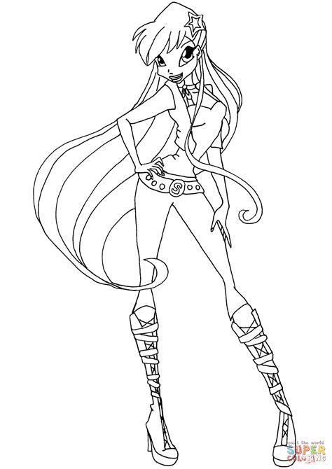 Winx Club Stella Coloring Pages Team Coloring