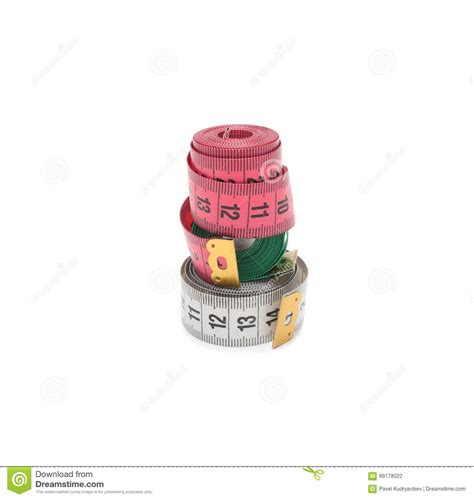 Colorful Measuring Tapes Isolated On White Background Stock Photo